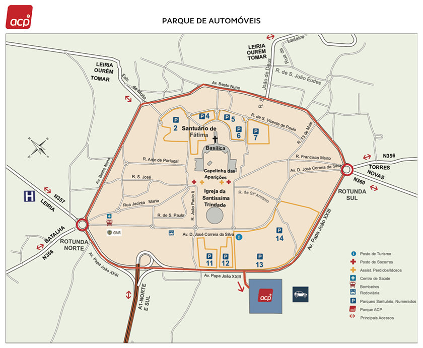 Mapa do Parque de Estacionamento ACP - Fátima maio 2022